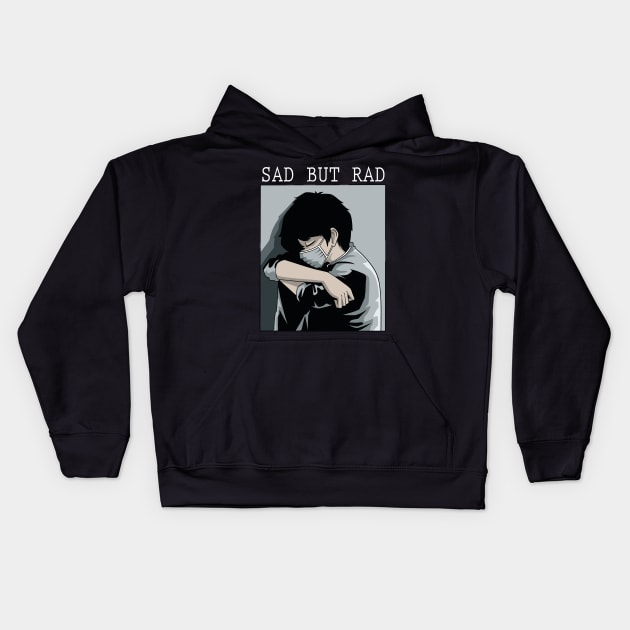 Sad But Rad Antisocial Japanese Aesthetic Dark Depression Kids Hoodie by melostore